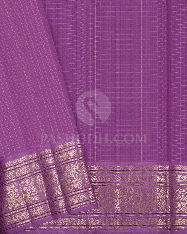 Pear Green & Lavender Kora Organza Kanjivaram Silk Saree-S1446(A)
