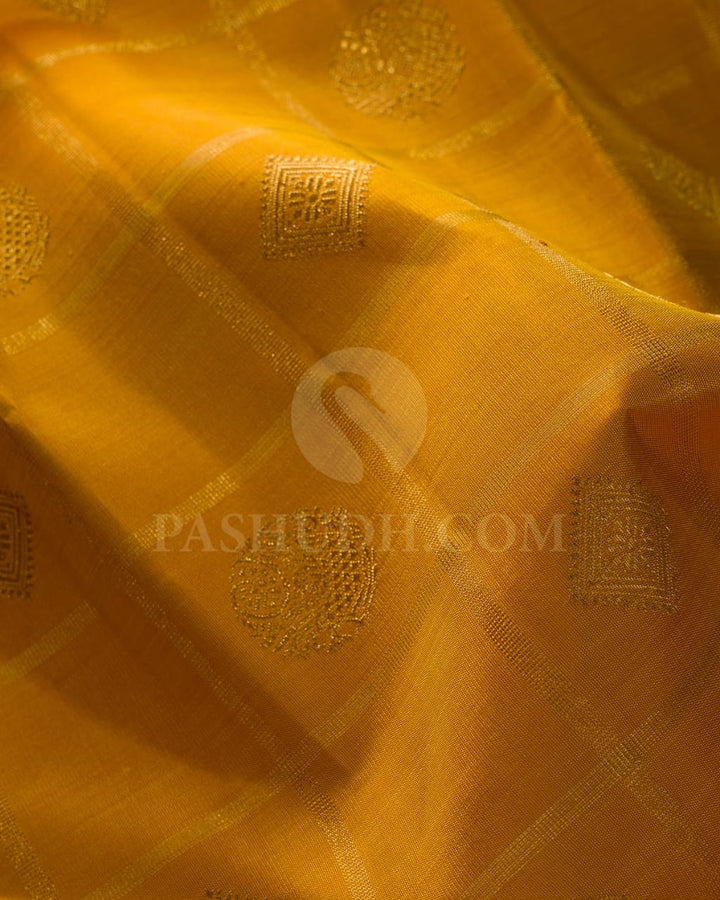 Mango Yellow & Bottle Green Pure Kanjivaram Silk Saree-SP76