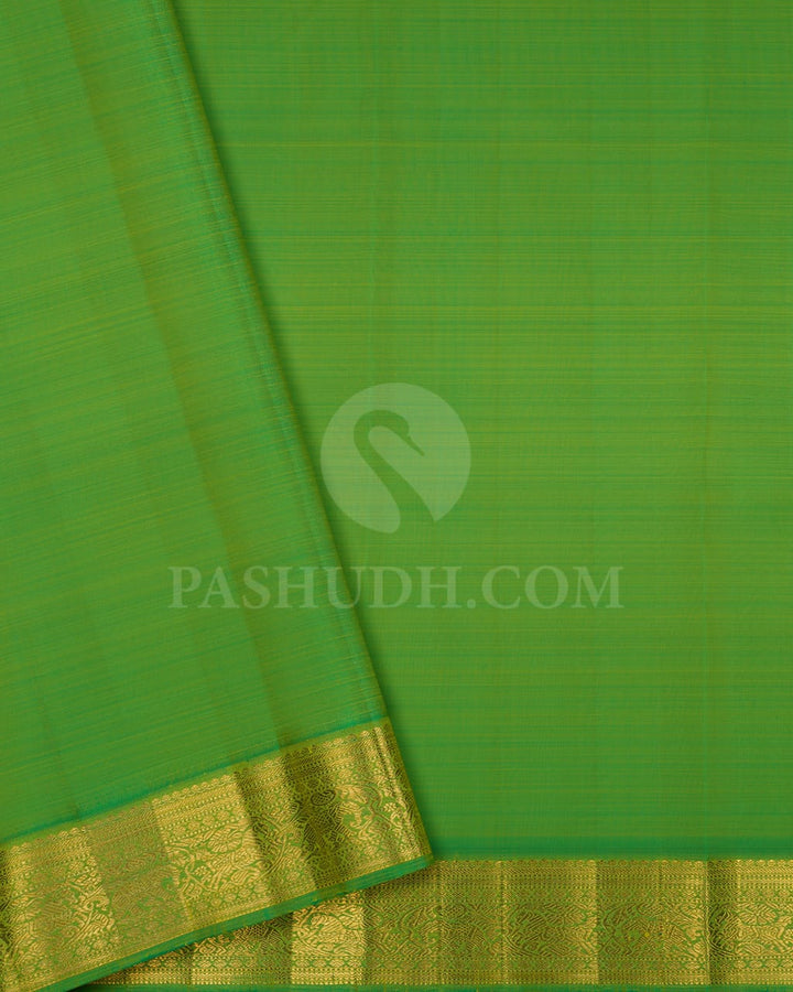 Mango yellow & Light Green Pure Kanjivaram Silk Saree-SP56