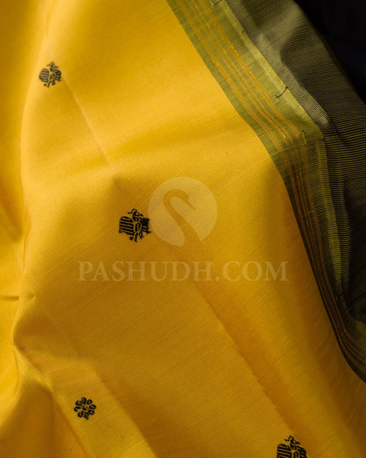 Yellow And  Black Pure Kanjivaram Silk Saree-SP49
