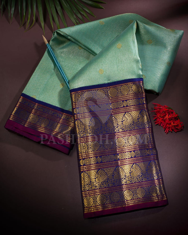 Sky Blue And Navy Blue Kanjivaram Silk Saree-S1236(C)