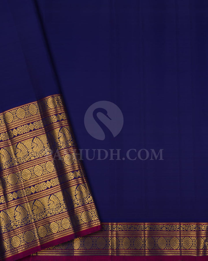 Sky Blue And Navy Blue Kanjivaram Silk Saree-S1236(C)