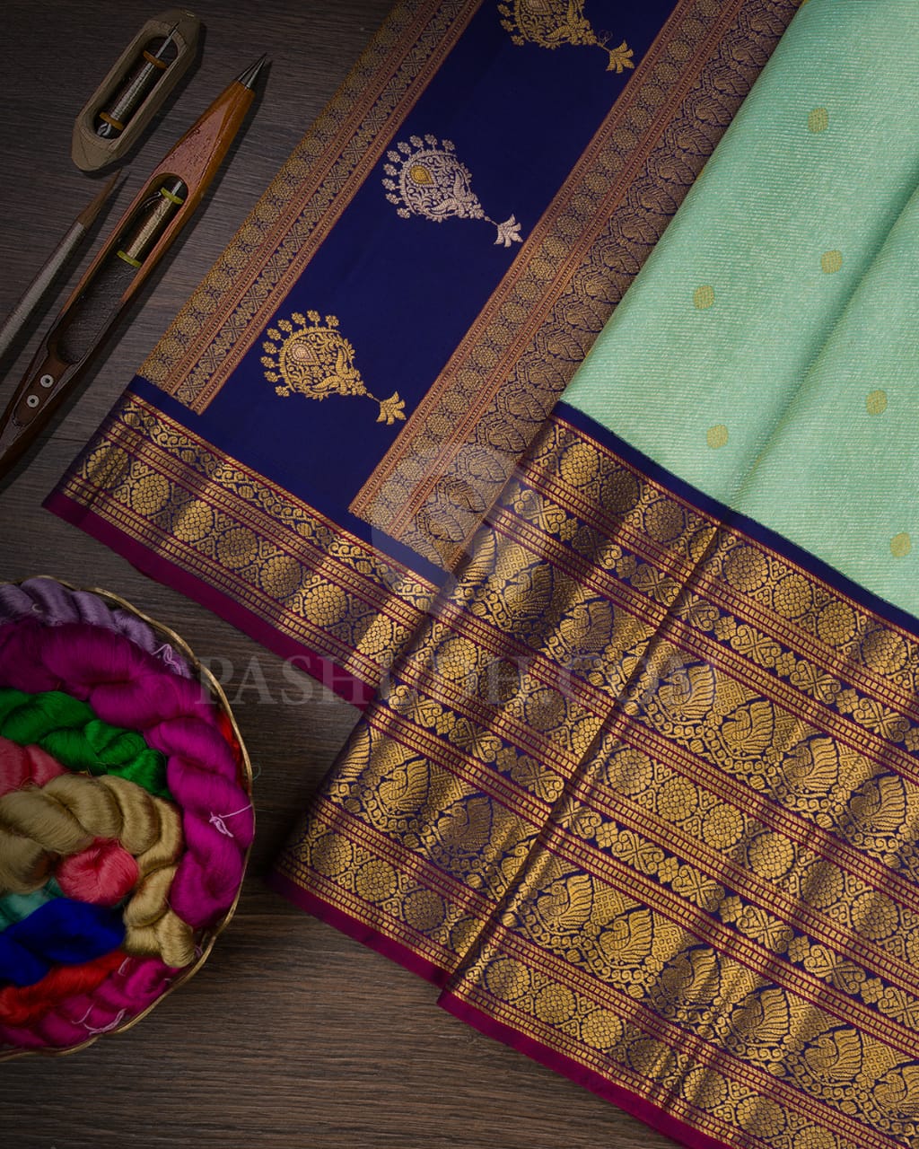 Sky Blue And Navy Blue Kanjivaram Silk Saree-S1236(C)