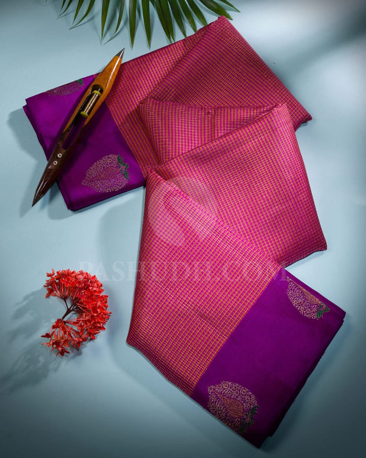 Rani Pink & Mustard  Kanjivaram Silk Saree-S1450(A)