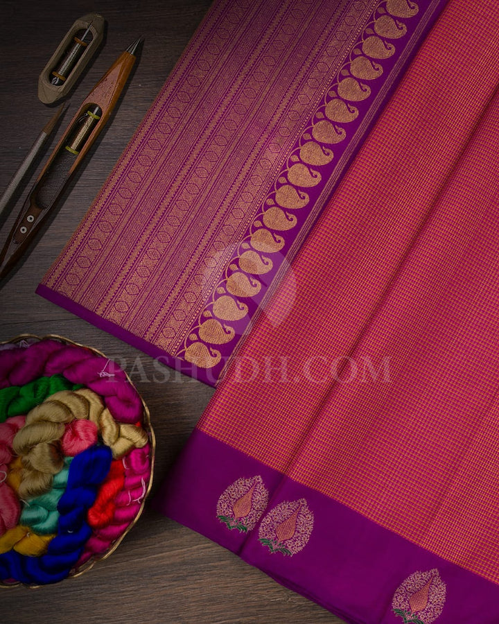 Rani Pink & Mustard  Kanjivaram Silk Saree-S1450(A)