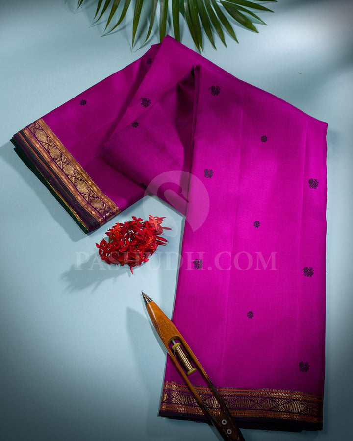 Magenta & Bottle Green,Black  Pure  Kanjivaram Silk Saree-SP48