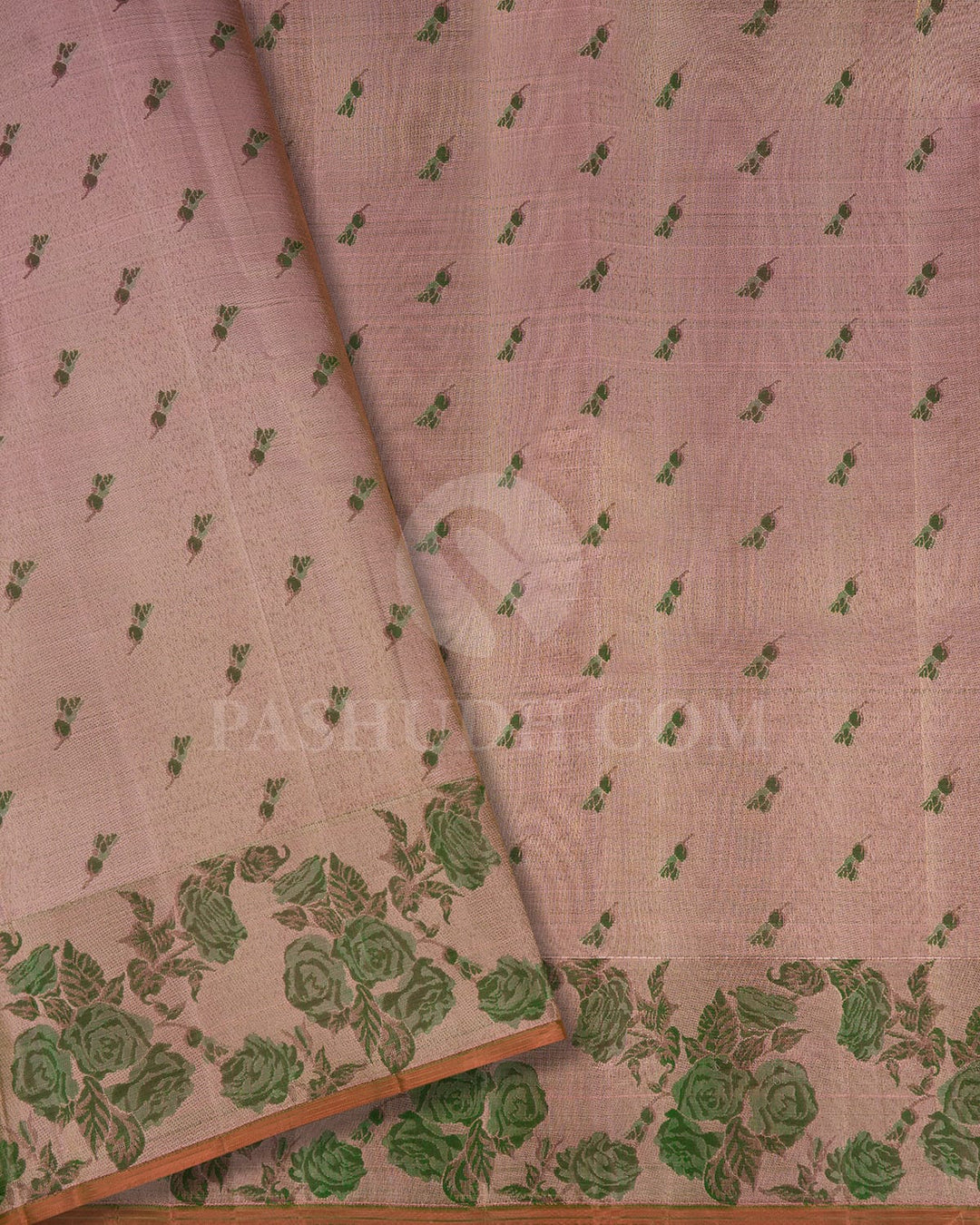 Parrot Green & Mild Baby Pink Kanjivaram Silk Saree-DJ351(H)