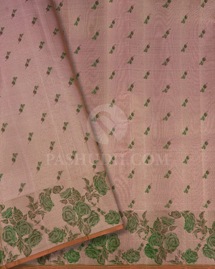 Parrot Green & Mild Baby Pink Kanjivaram Silk Saree-DJ351(H)
