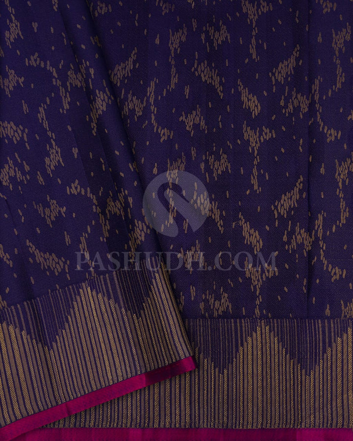 Violet & Blue Kanjivaram Silk Saree-D601(G)