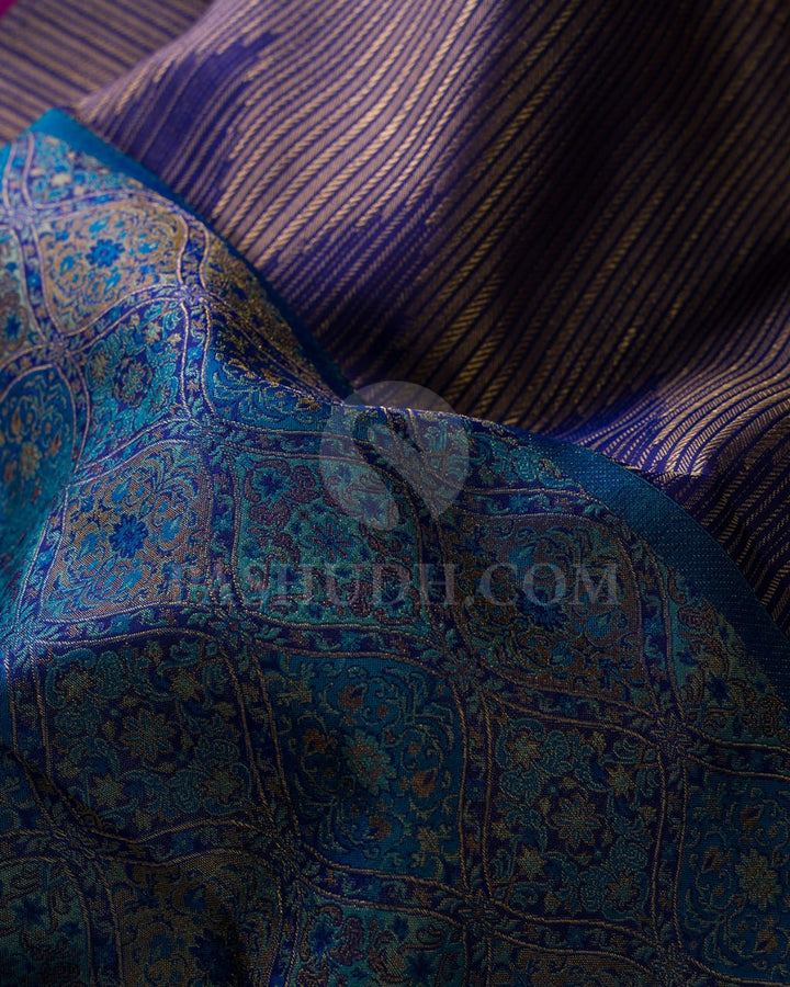 Violet & Blue Kanjivaram Silk Saree-D601(G)