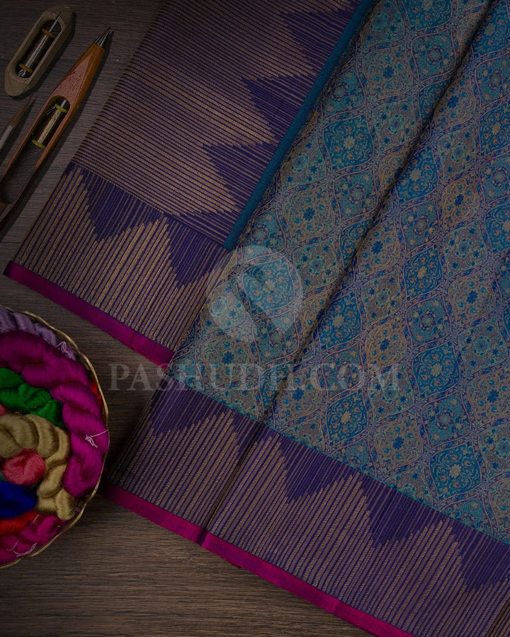 Violet & Blue Kanjivaram Silk Saree-D601(G)