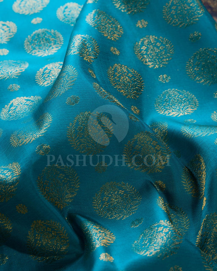 Anandha Blue & Violet  Bridal Kanjivaram Silk Saree-S1071(E)