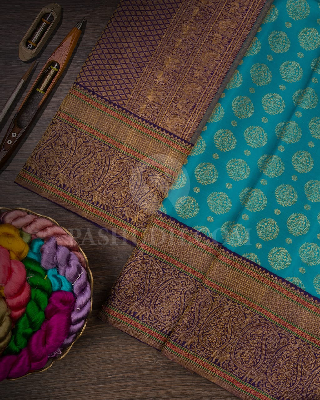 Anandha Blue & Violet  Bridal Kanjivaram Silk Saree-S1071(E)