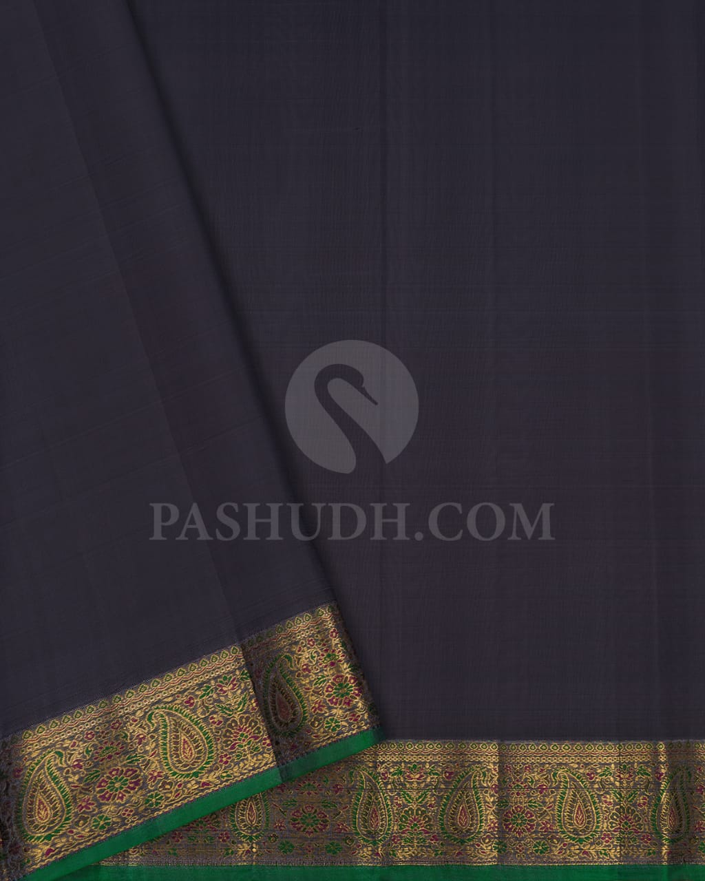 Charcoal Grey Kanjivaram Silk Saree-DJ359(A)