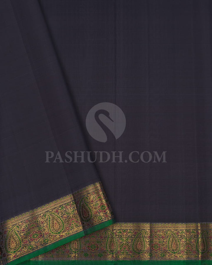 Charcoal Grey Kanjivaram Silk Saree-DJ359(A)