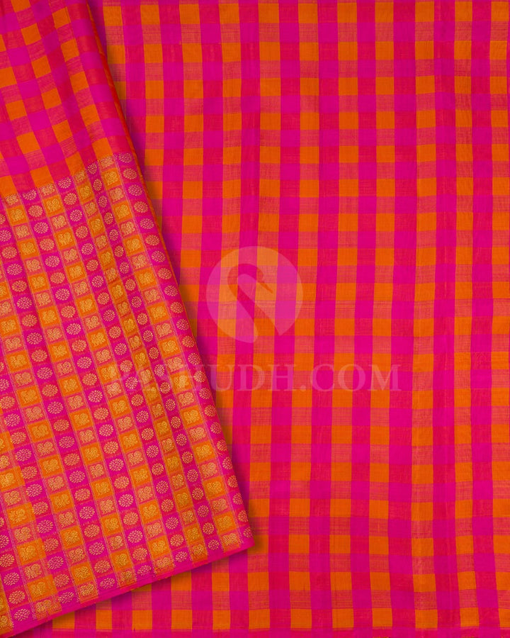 Bottle Green & Pink-Orange Kanjivaram Silk Saree-S1448(A)