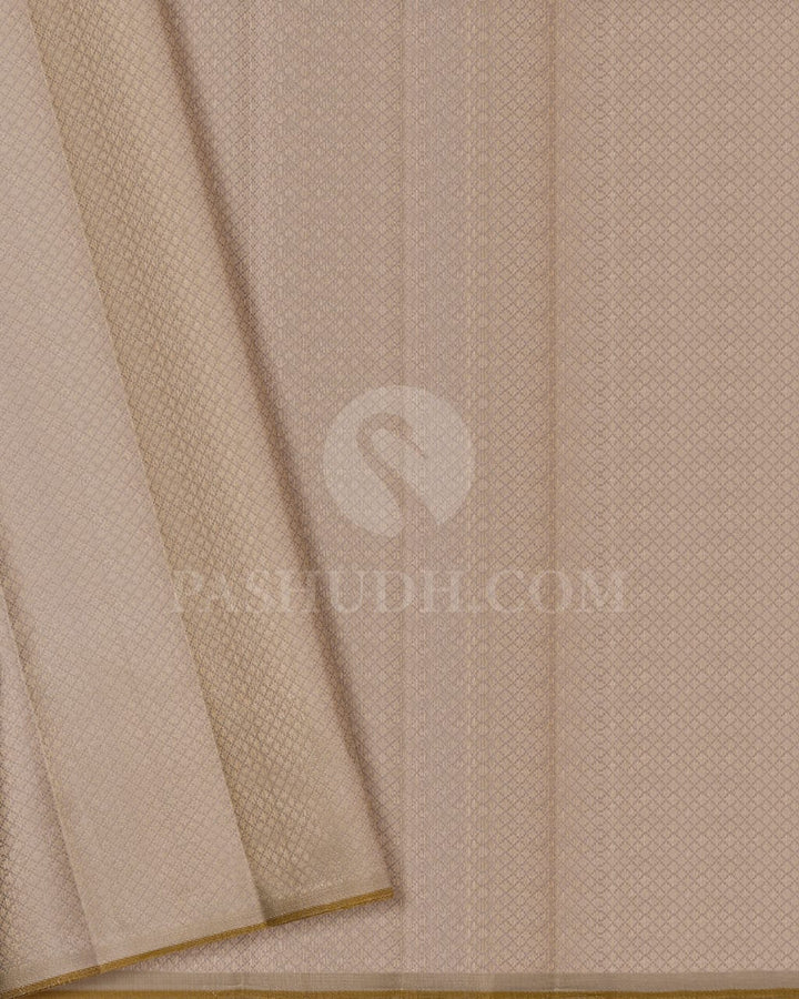 Pink Shot Orange & Grey Traditional Borderless Kanjivaram Silk Saree-S1425(C)