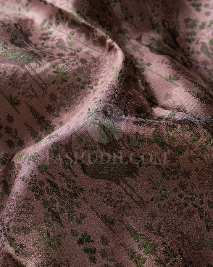 Mild Chocolate Brown & Olive Green Kanjivaram Silk Saree-D612(B)