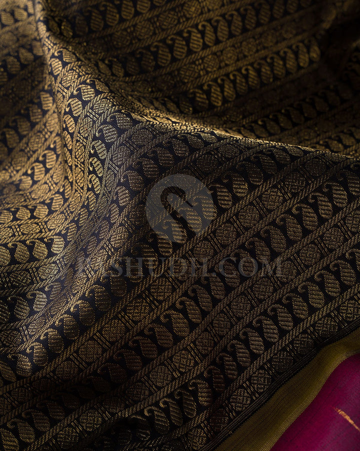 Black,Maroon & Olive Green Pure Kanjivaram Silk Saree-SP85