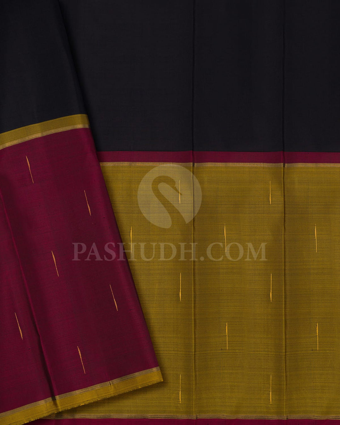 Black,Maroon & Olive Green Pure Kanjivaram Silk Saree-SP85