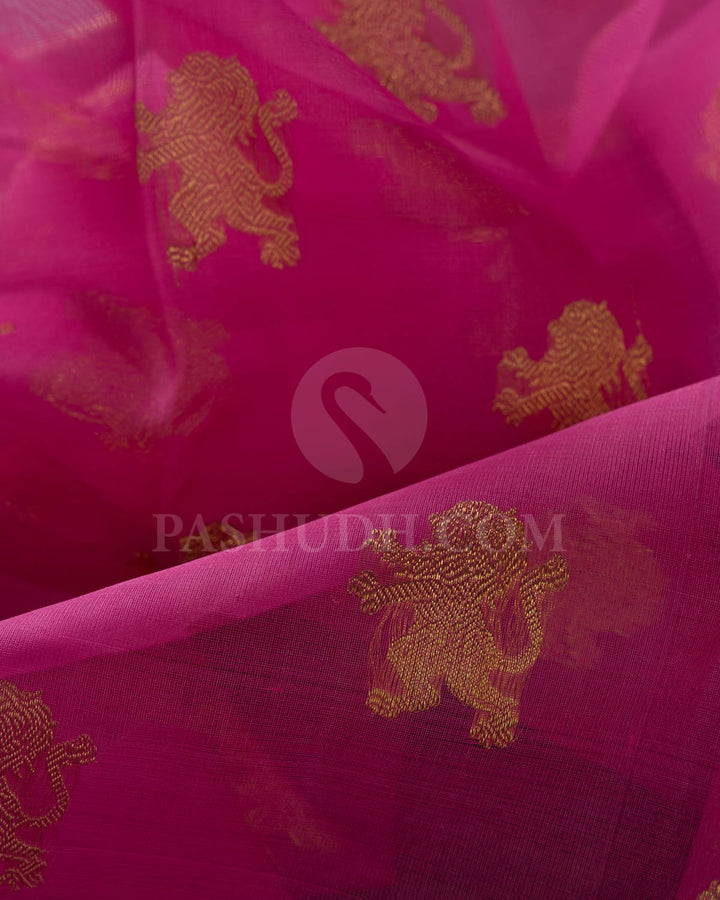 Baby Pink & Royal  Blue Kora Organza  Kanjivaram Silk Saree-SP61