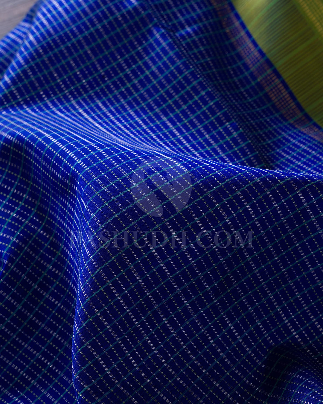 Ink Blue & Dual Shaded Green Traditional Borderless Pure Kanjivaram Silk Saree-SP71