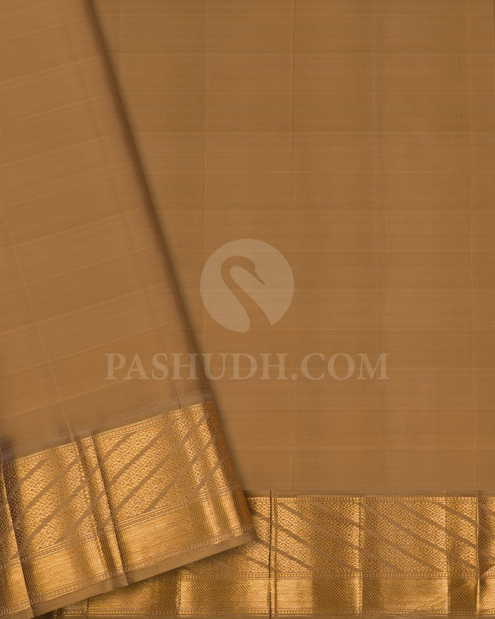 Multihue Pastel With Khaki Pure Kanjivaram Silk Saree-DJ360(A)