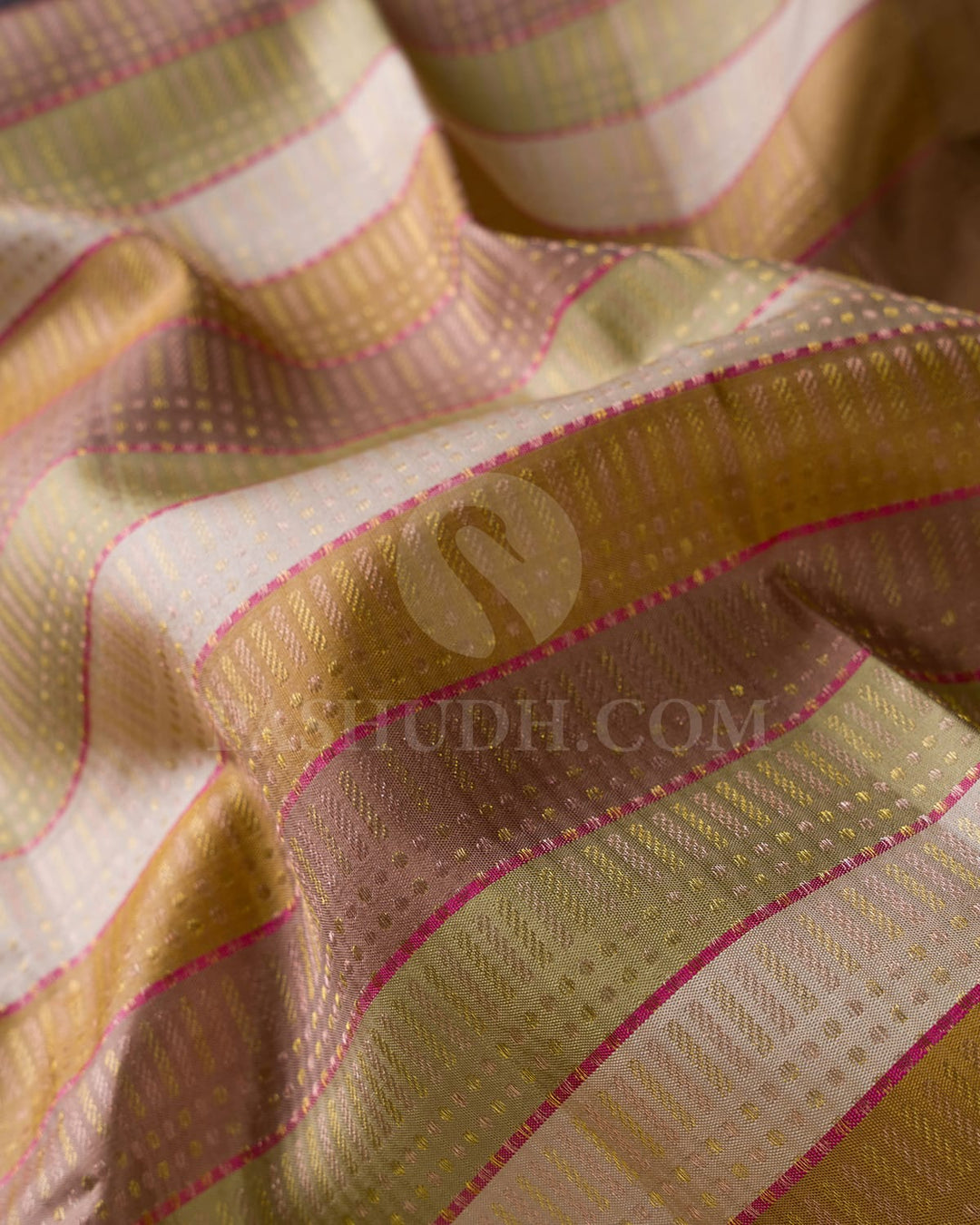 Multihue Pastel With Khaki Pure Kanjivaram Silk Saree-DJ360(A)