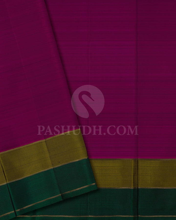 Violet & Double Shaded Green Pure Kanjivaram Silk Saree-SP72