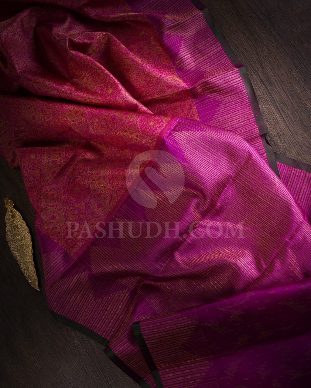 Magenta & Mild Pink Kanjivaram Silk Saree-D601(F)