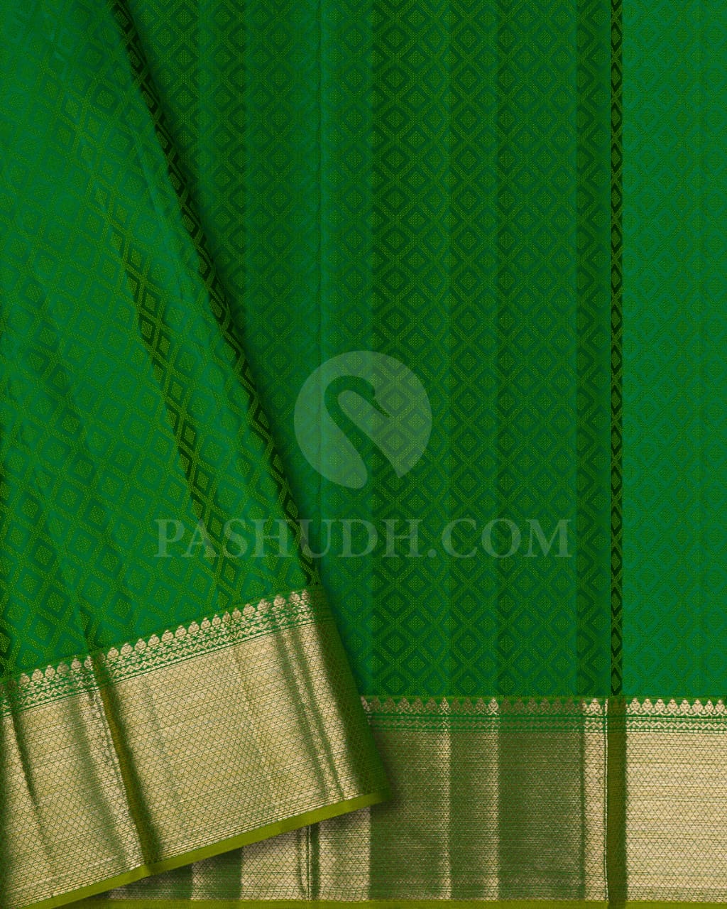 Heather Purple & Parrot Green Kanjivaram Silk Saree-D532(D)