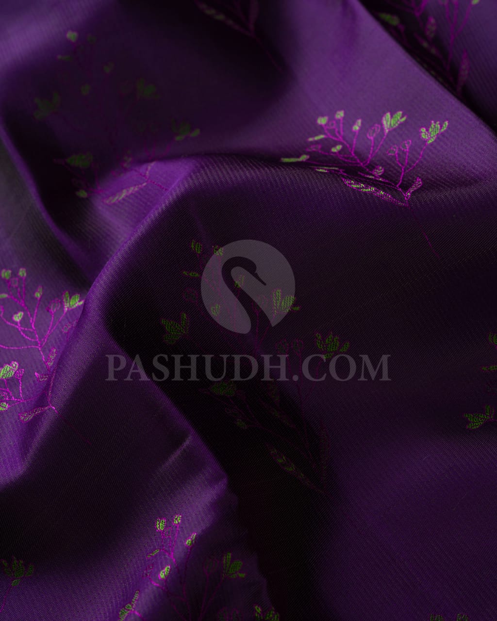 Heather Purple & Parrot Green Kanjivaram Silk Saree-D532(D)