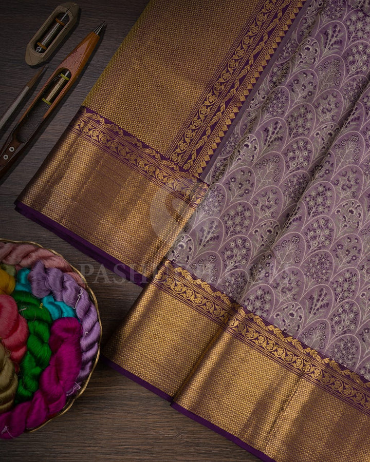Lavender & Purple Kanjivaram Silk Saree-D621(C)