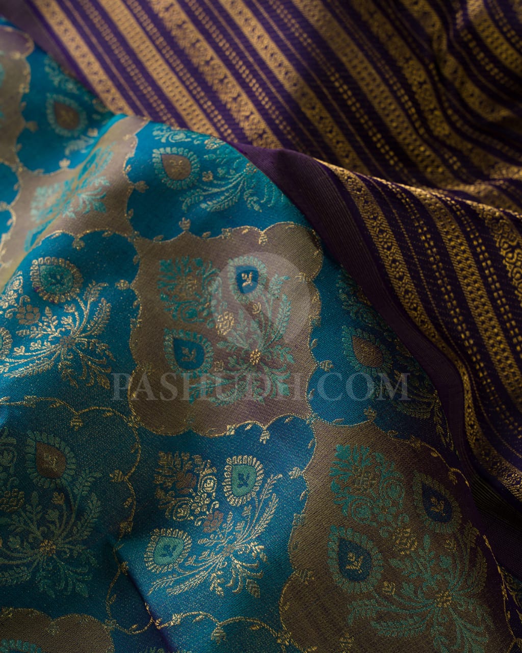 Cobalt Blue & Navy Blue Kanjivaram Silk Saree-D627(B)