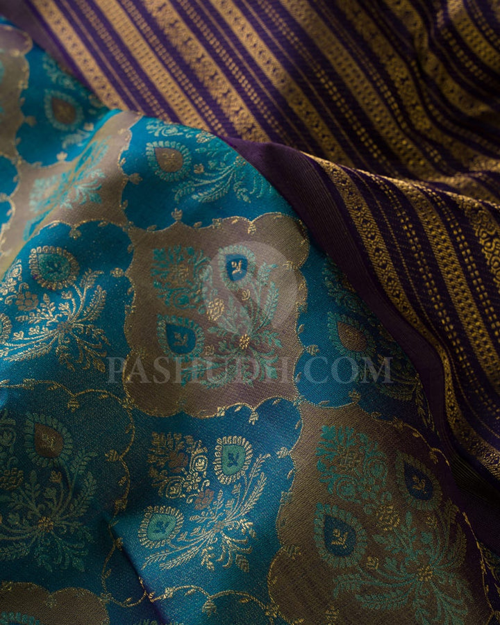 Cobalt Blue & Navy Blue Kanjivaram Silk Saree-D627(B)