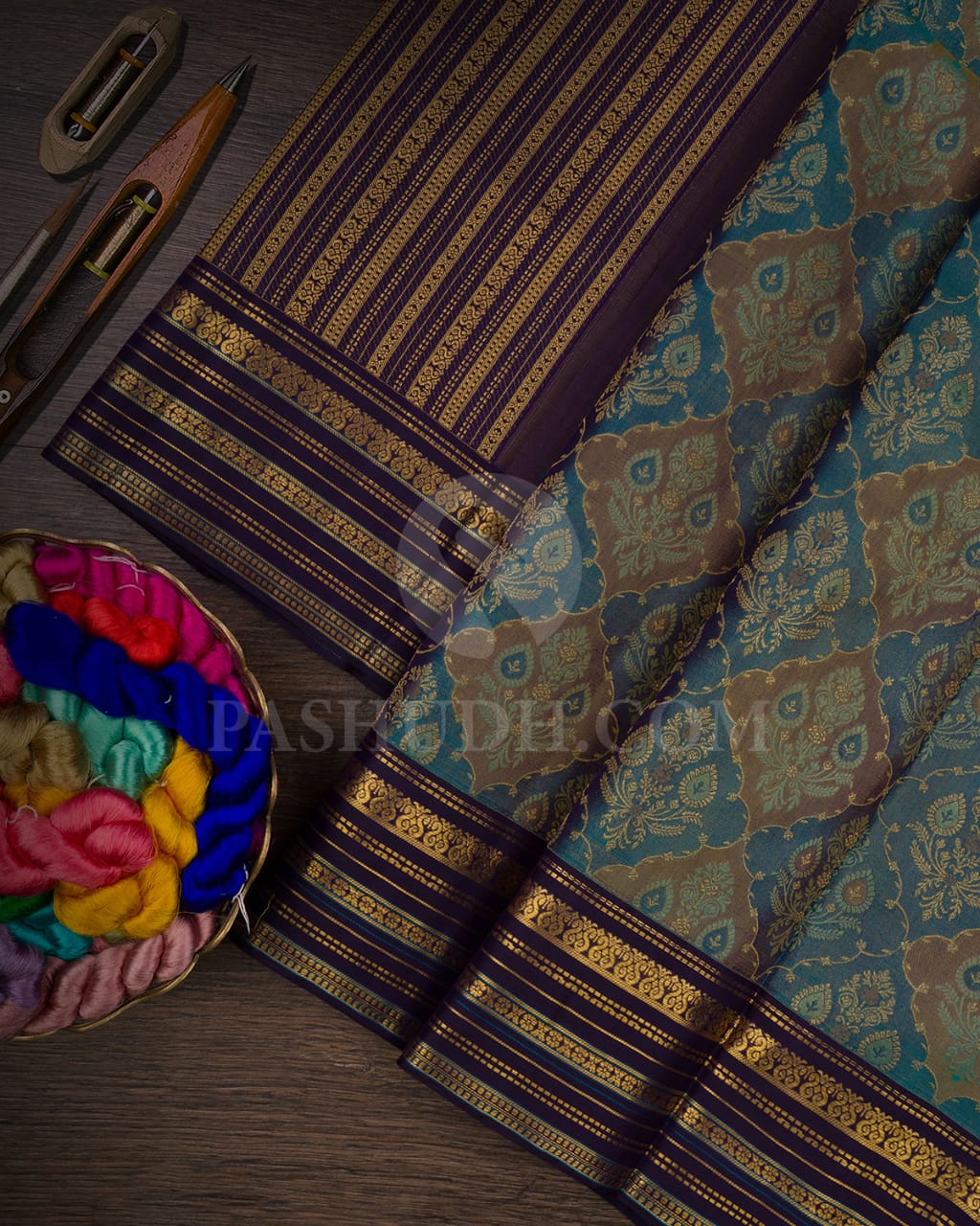 Cobalt Blue & Navy Blue Kanjivaram Silk Saree-D627(B)