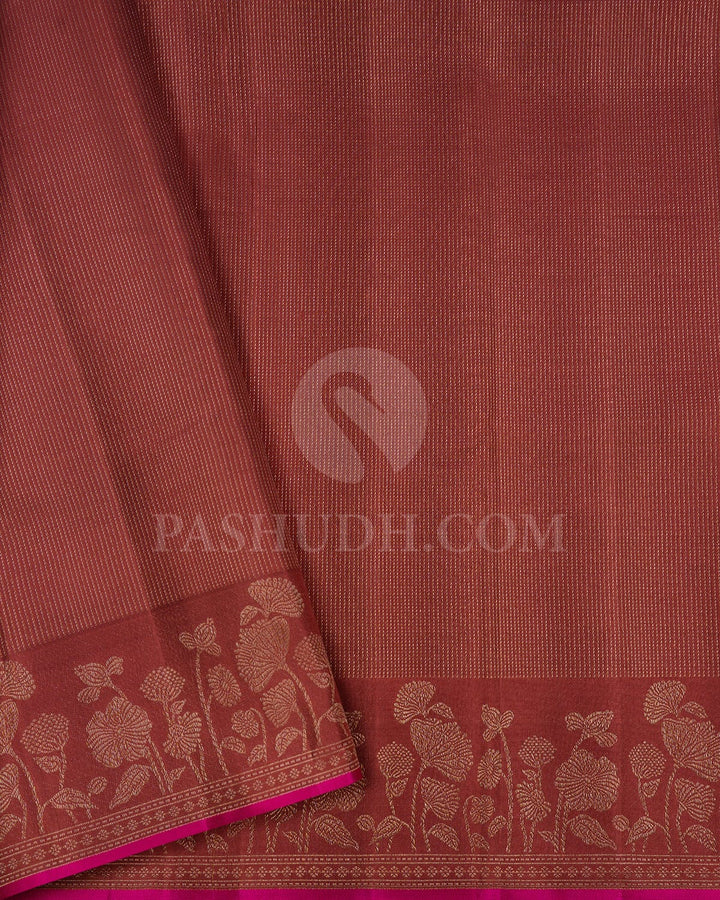Baby Pink & Light Brown Kanjivaram Silk Saree-DJ350(E)