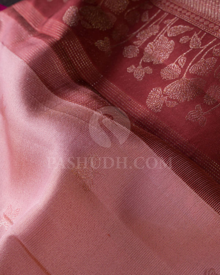 Baby Pink & Light Brown Kanjivaram Silk Saree-DJ350(E)