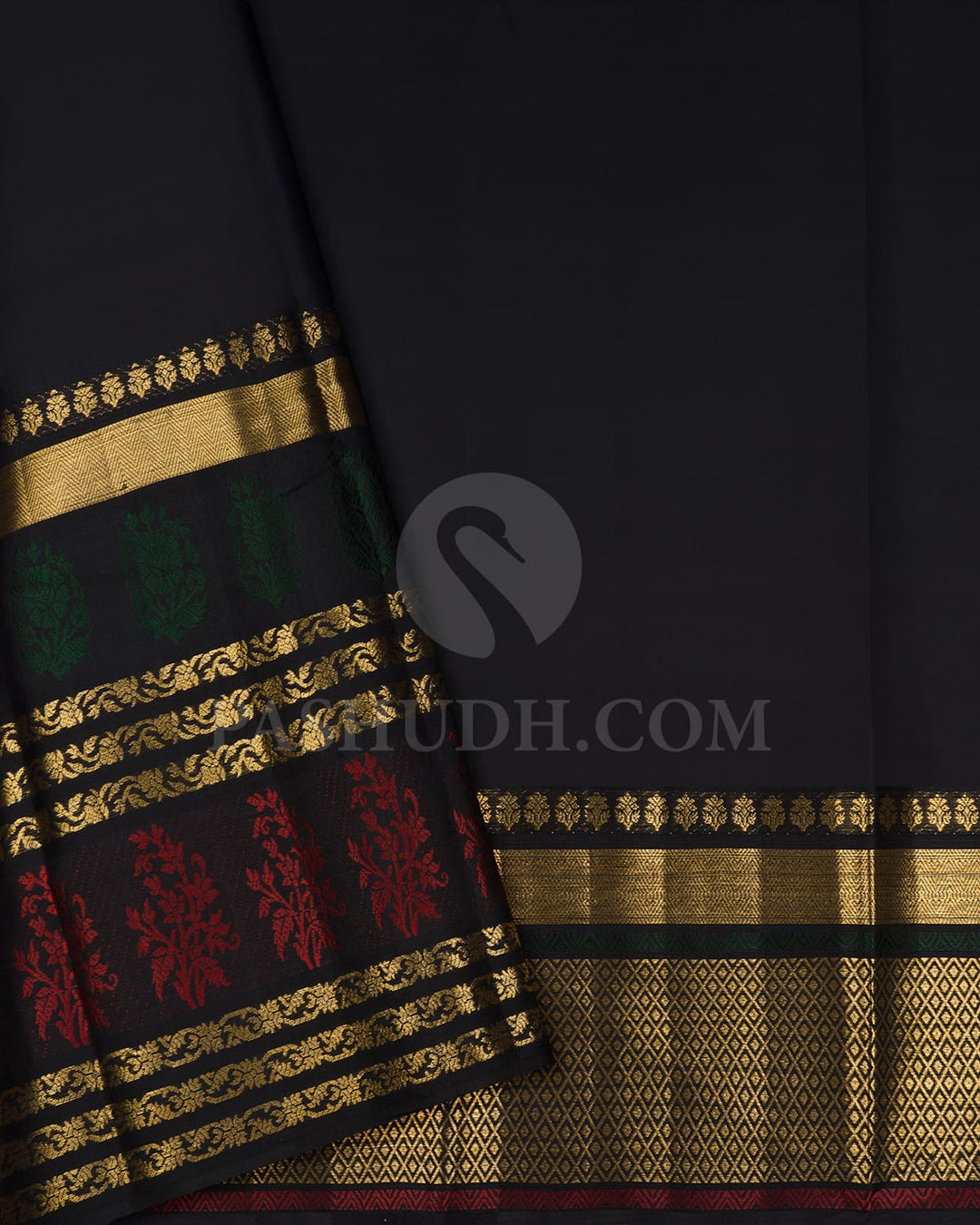 Greige & Black Kanjivaram Silk Saree-D618(C)
