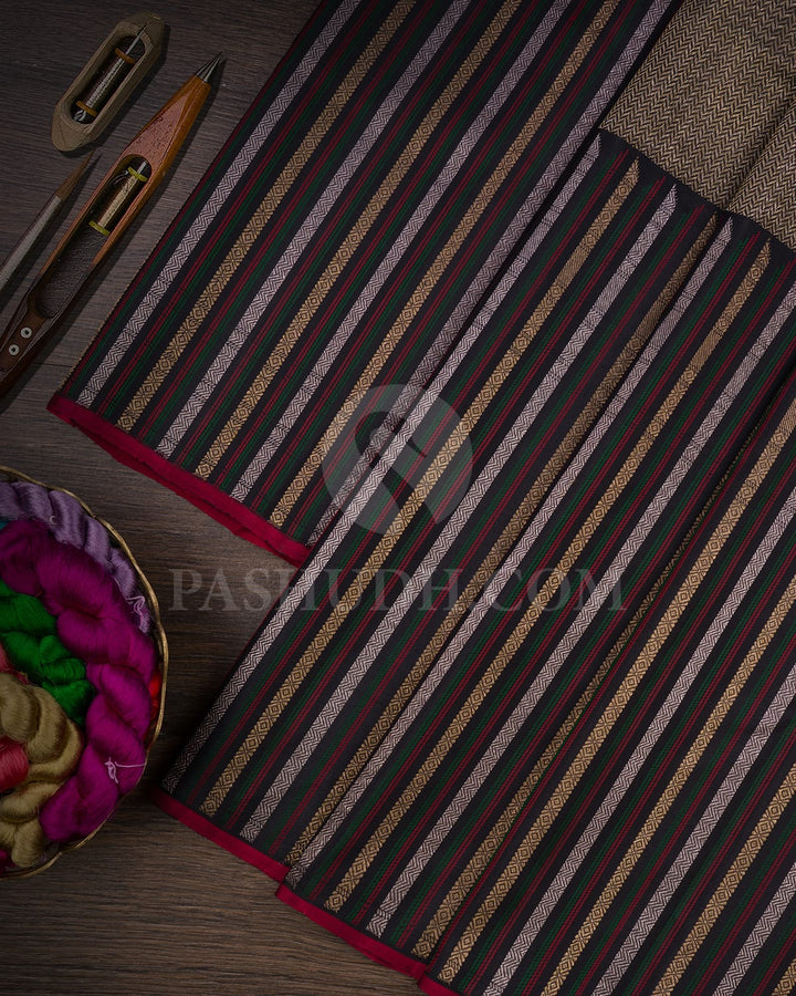 Black & Red Kanjivaram Silk Saree -S1057(E)