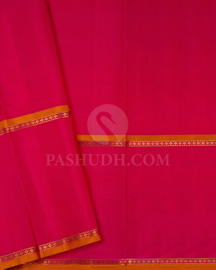 Dual Shaded Blue & Bright Rani Pink Pure Kanjivaram Silk Saree-SP84