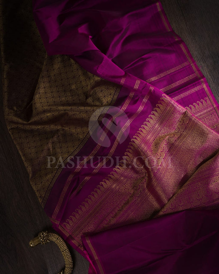 Magenta And Burgundy Pure Kanjivaram Silk Saree-SP109
