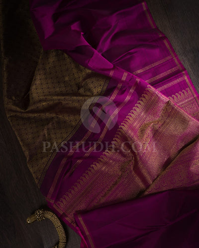 Magenta And Burgundy Pure Kanjivaram Silk Saree-SP109