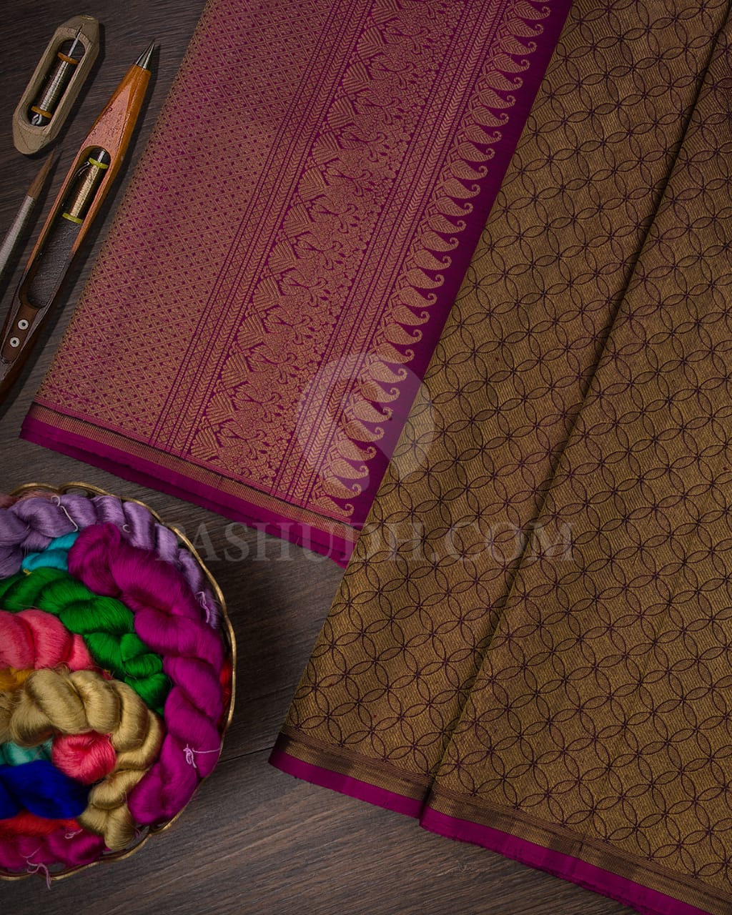 Magenta And Burgundy Pure Kanjivaram Silk Saree-SP109