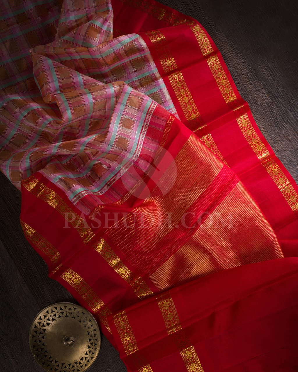 Multihue With Red  Kora Organza  Pure Kanjivaram Silk Saree- SP93