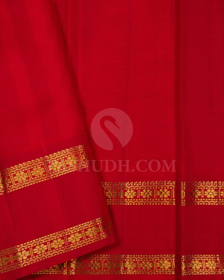 Multihue With Red  Kora Organza  Pure Kanjivaram Silk Saree- SP93