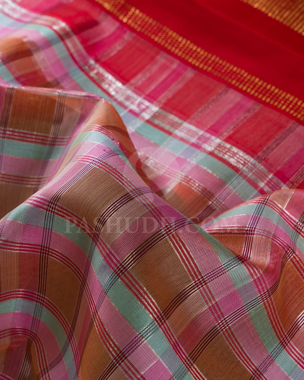 Multihue With Red  Kora Organza  Pure Kanjivaram Silk Saree- SP93