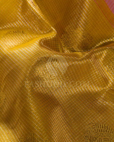 Mango Yellow And Lavender Bridal  Kanjivaram Silk Saree-SP88