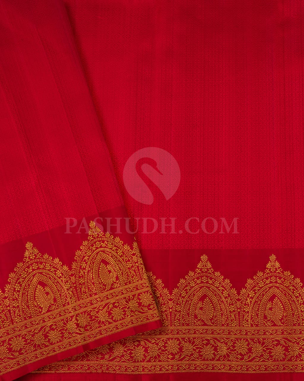 Golden Red Shimmer Bridal Kanjivaram Silk Saree-S1463(A)