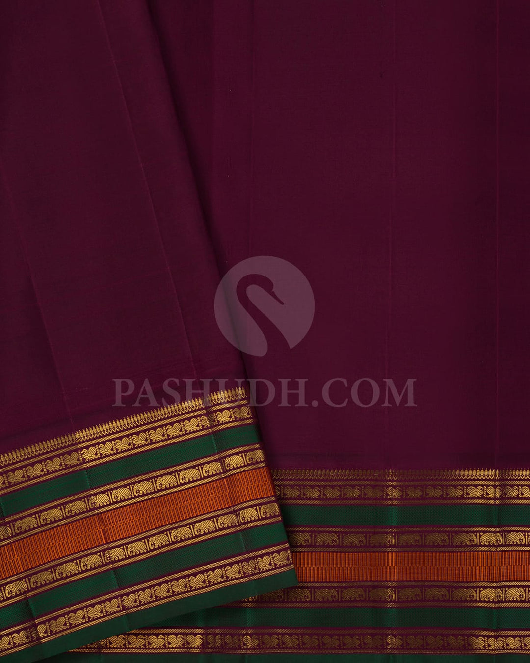 Pistachio With Deep Purple Pure Kanjivaram Silk Saree-SP104